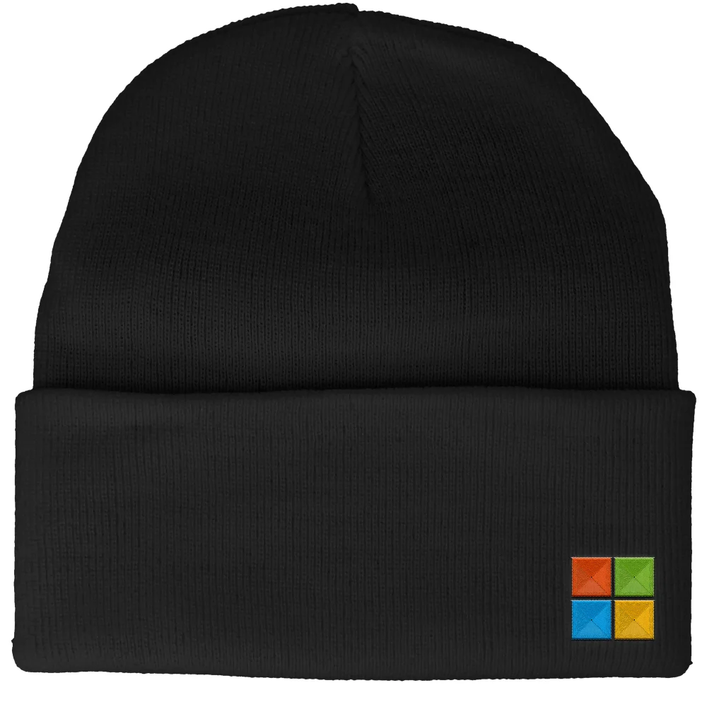 Microsoft Black Icon Embroidered Beanie Image 1