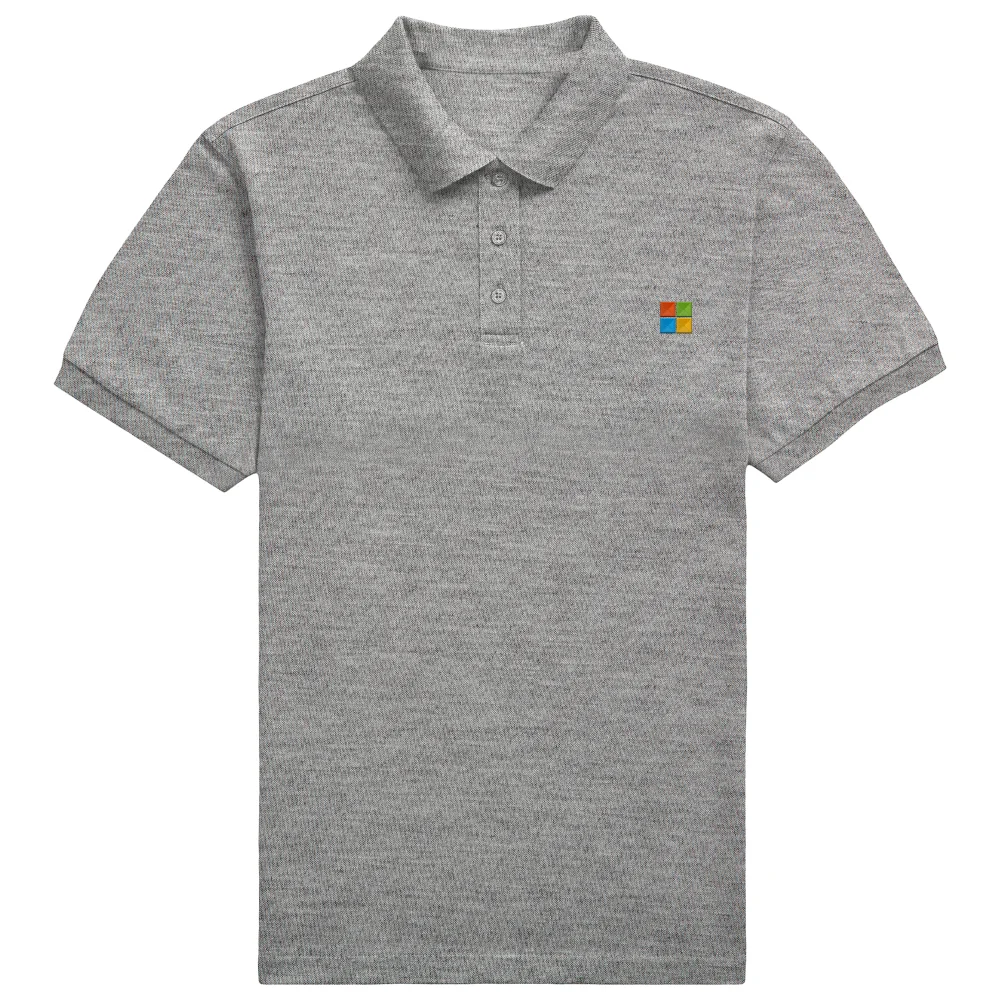 Microsoft Grey S Pocket Icon Embroidered Standard Polo Shirt Image 1