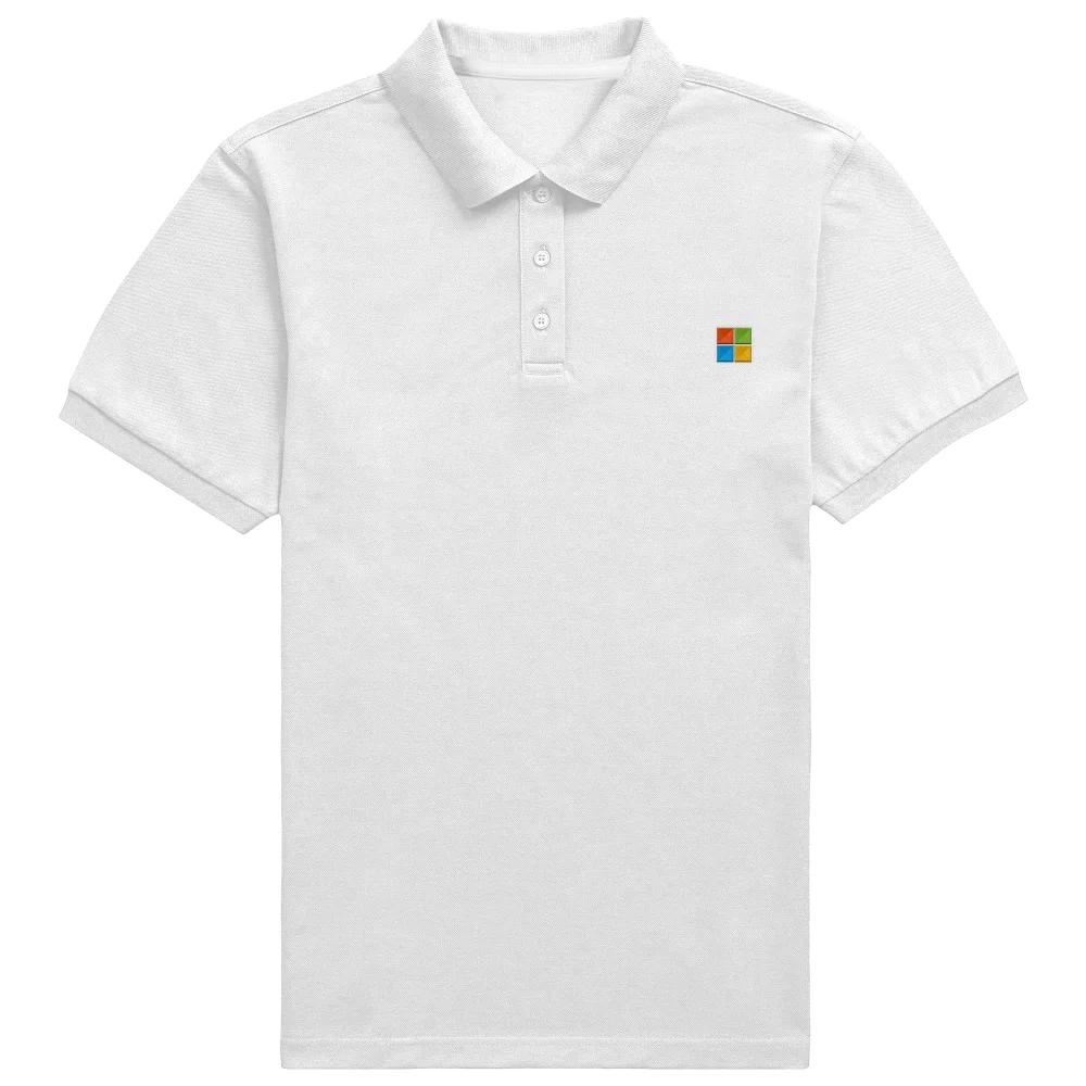 Microsoft White S Pocket Icon Embroidered Standard Polo Shirt Image 1