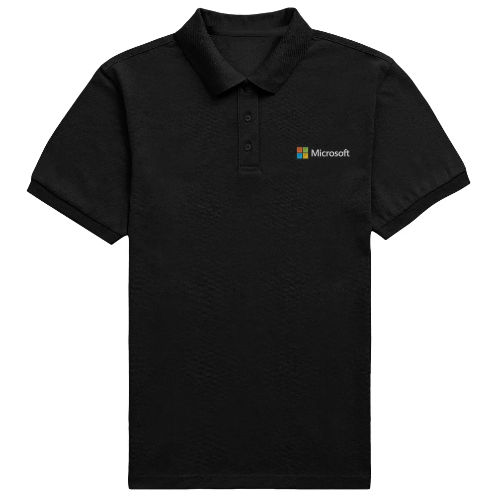 Microsoft Black S Pocket Embroidered Standard Polo Shirt Image 1