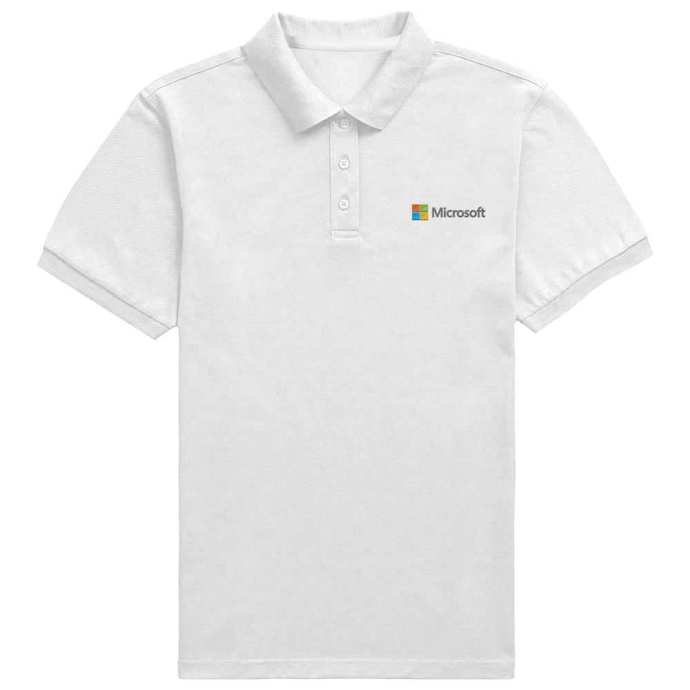 Microsoft White S Pocket Embroidered Standard Polo Shirt Image 1