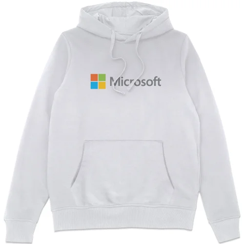 Microsoft White S Chest Print Hoodie Image 1