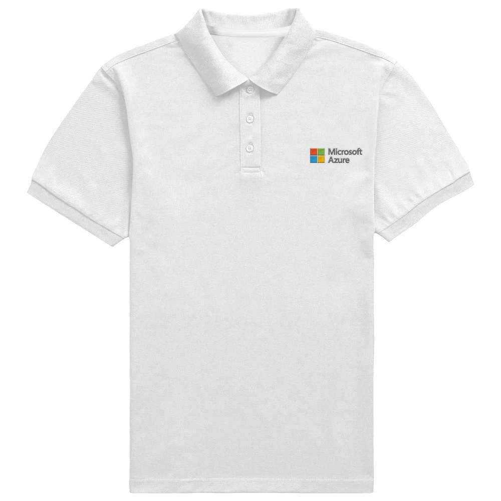 Microsoft Azure White S Pocket Embroidered Standard Polo Shirt Image 1