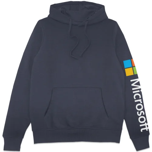 Microsoft Navy S Sleeve Print Hoodie Image 1