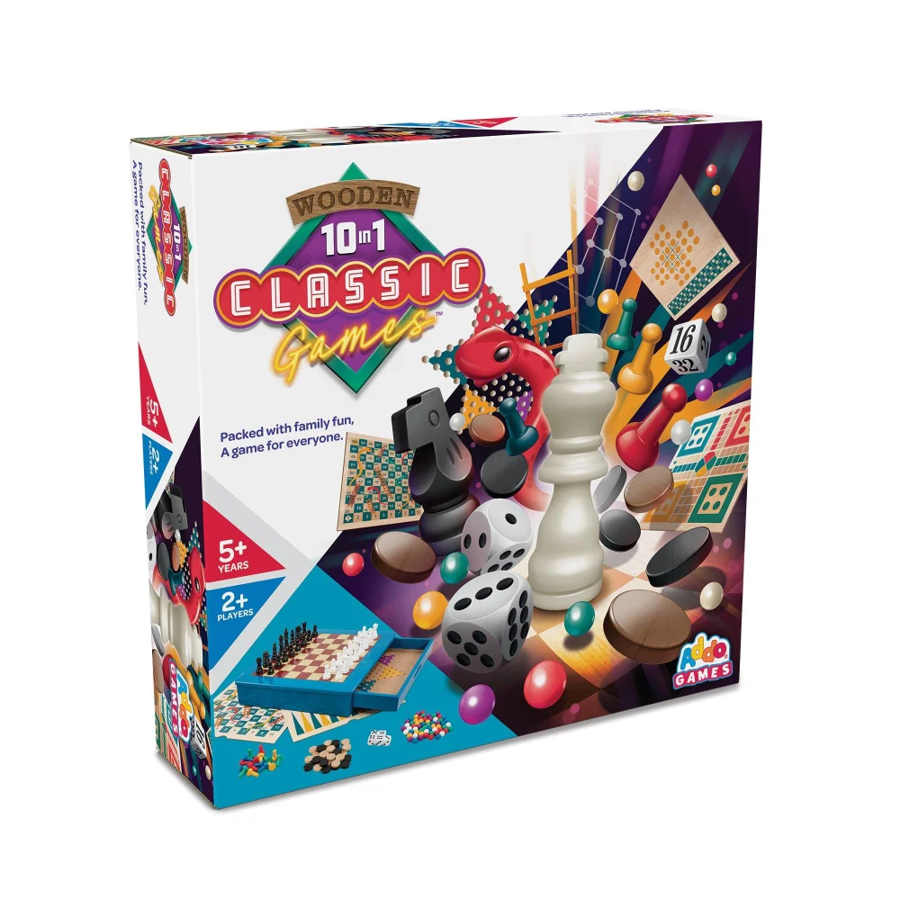 Addo Games Wooden 10 in 1 Classic Games Image 1
