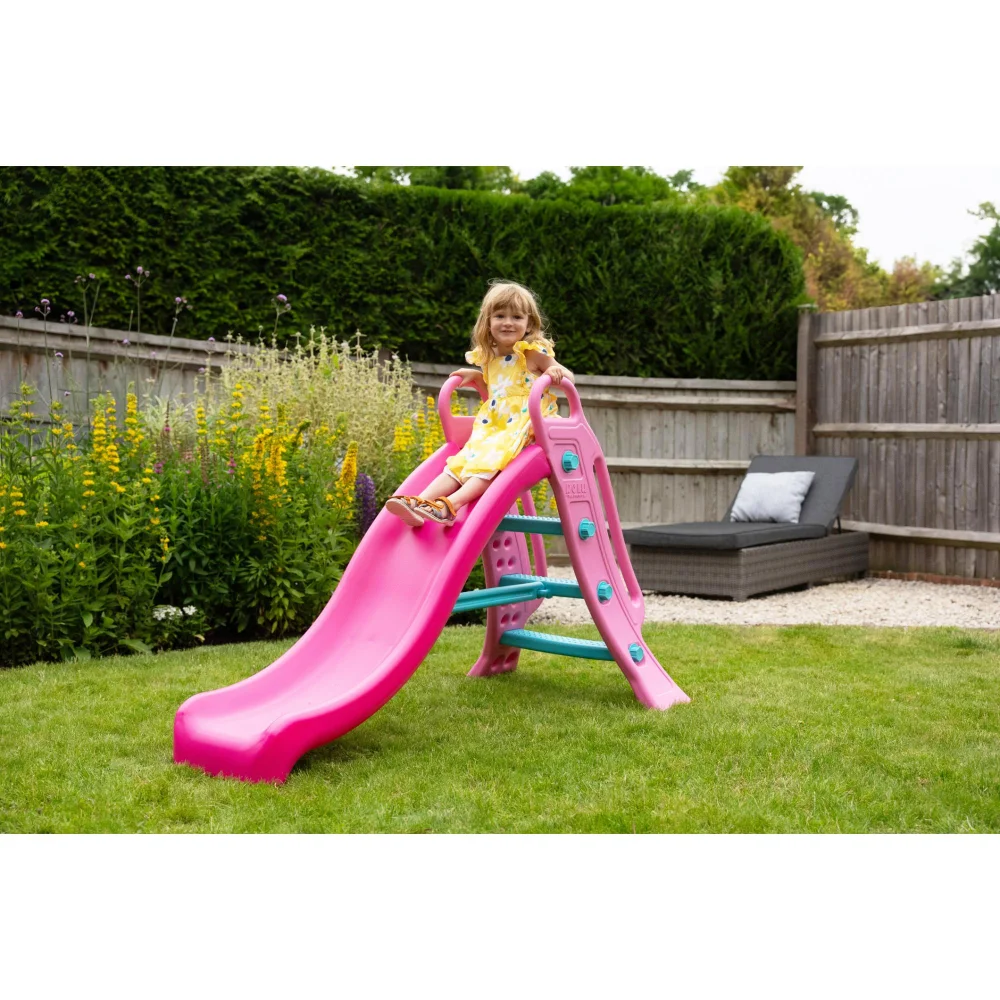 Dolu Height 104cm Big Pink Garden Slide with Water Feature Image 1