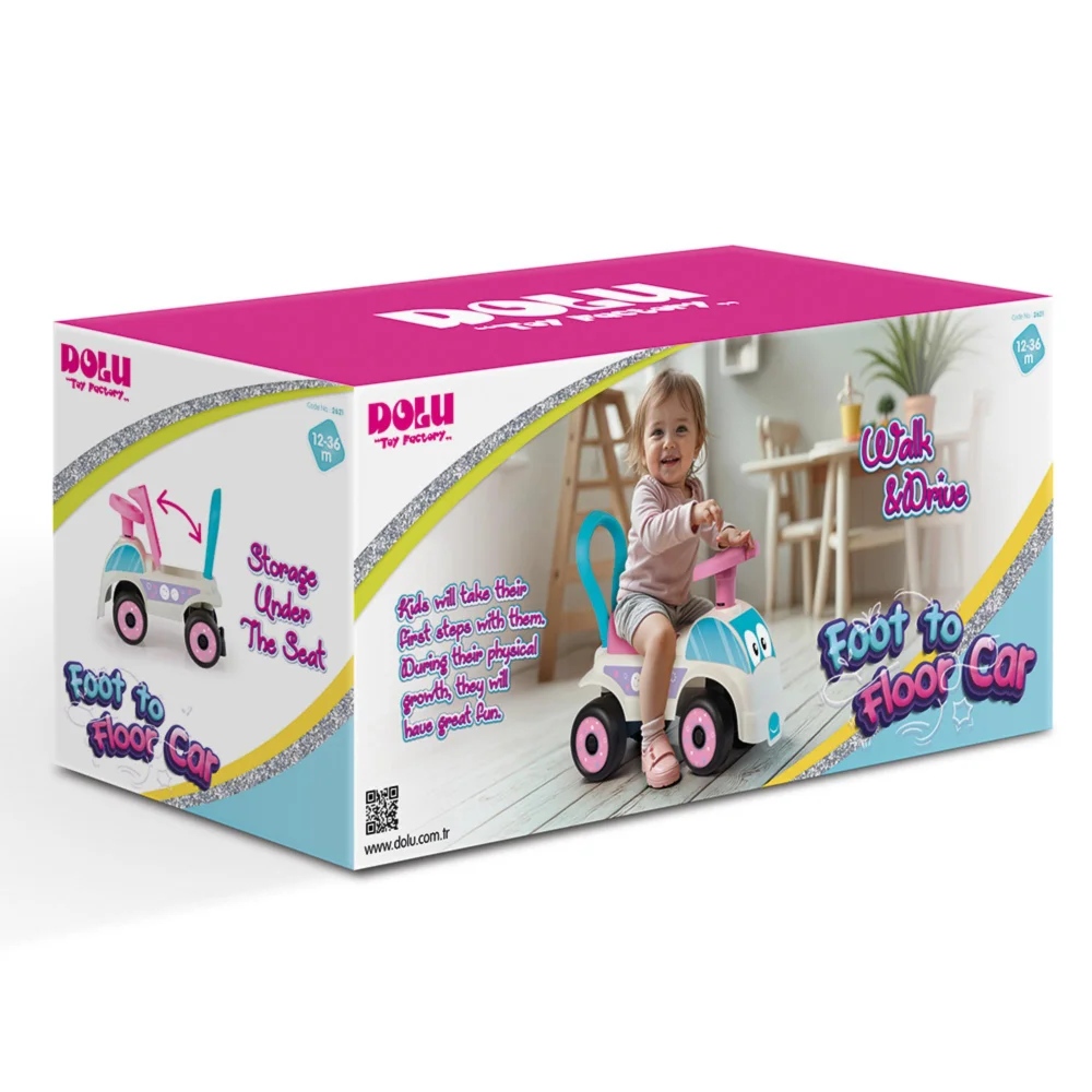 Dolu Walk & Drive Foot to Floor Pink Ride On Car Image 1