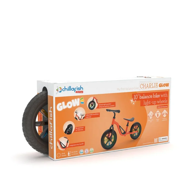 Chillafish 10 Inch Charlie Glow LED Balance Bike Orange