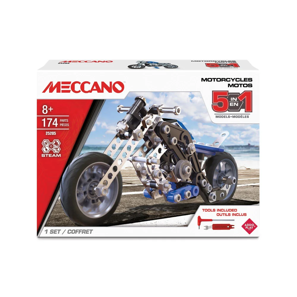 Meccano 5 in 1 Motorcycles Construction Set Image 1
