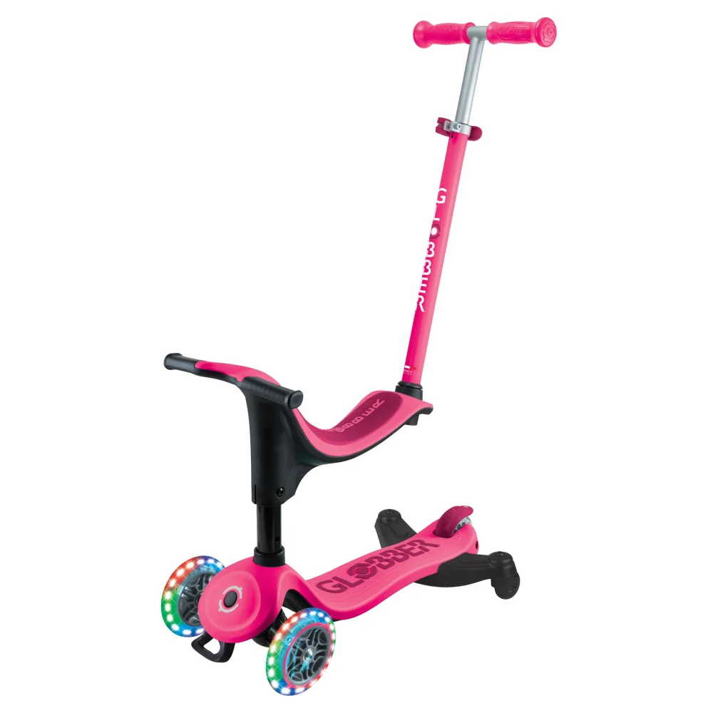 Globber Go Up Sporty 360 Fuchsia LED 3 Wheeled Scooter Image 1