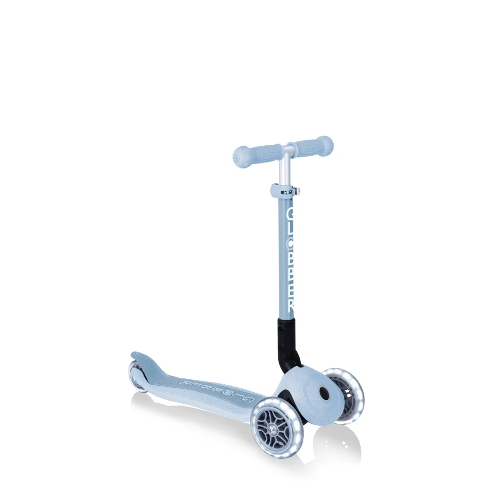 Globber Junior Ecologic Blueberry Foldable LED 3 Wheeled Scooter Image 1