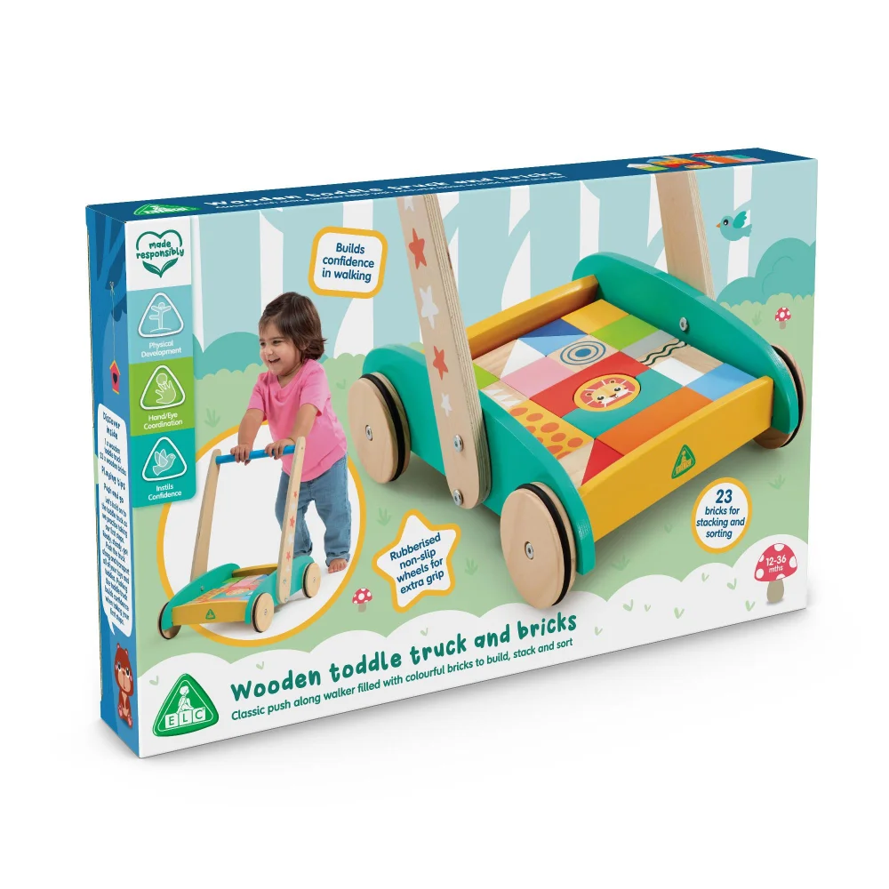Early Learning Centre Wooden Toddle Truck and Bricks Image 1