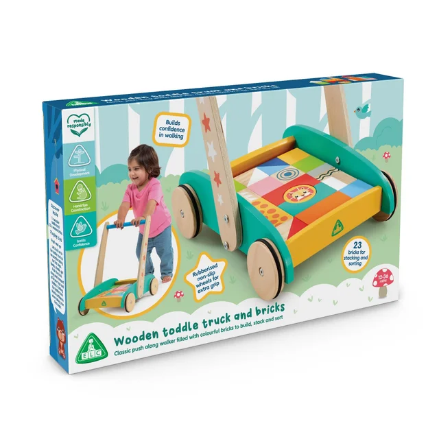 Early Learning Centre Wooden Toddle Truck and Bricks