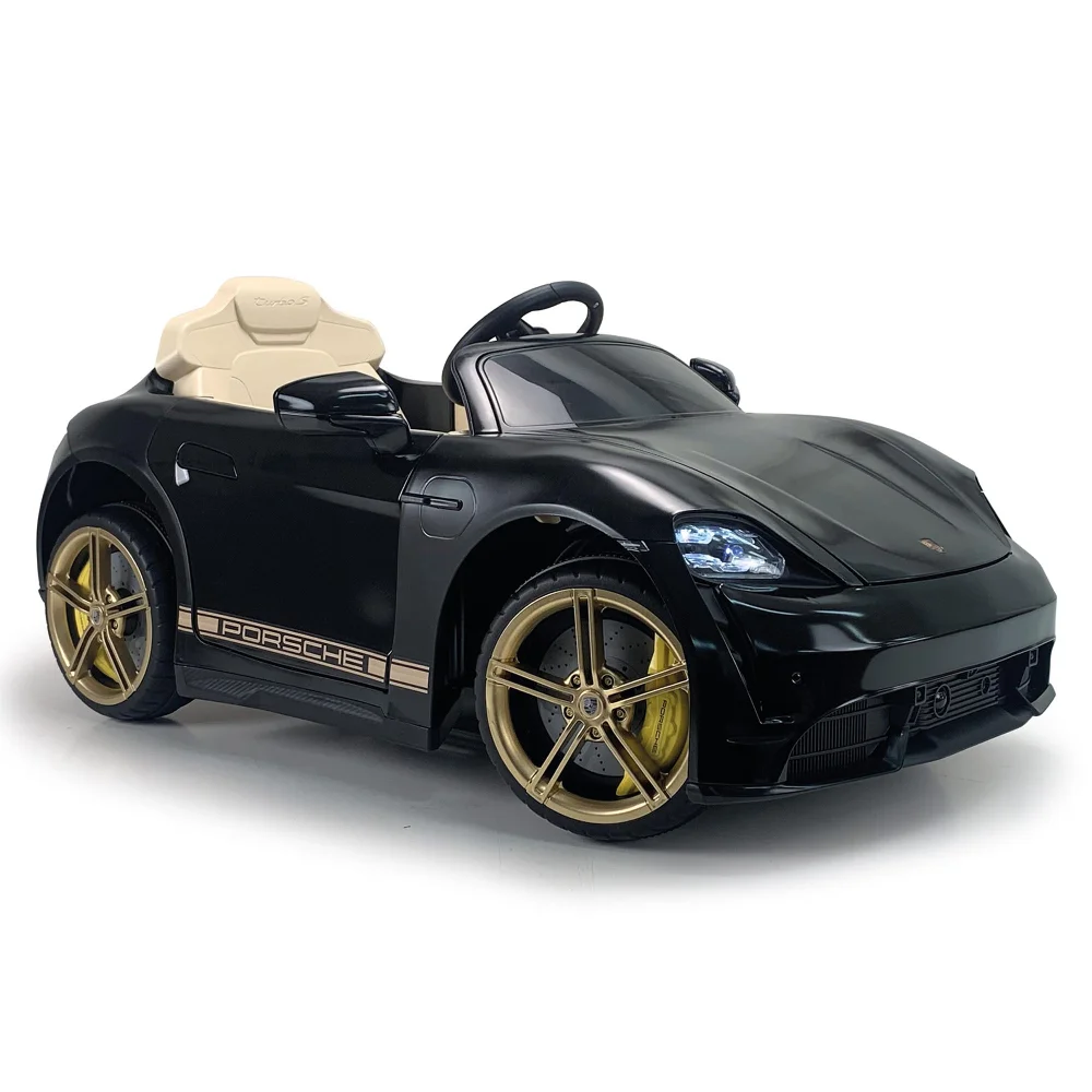 Injusa Porsche Taycan Turbo S 12V Black Electric Ride On Car Image 1