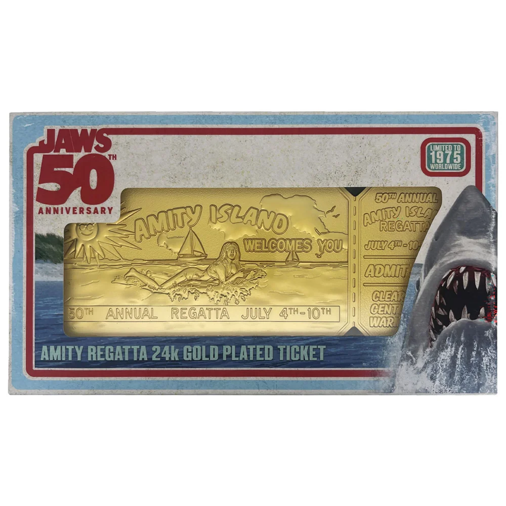 Jaws 50th Anniversary 24k Gold Plated Regatta Ticket Image 1