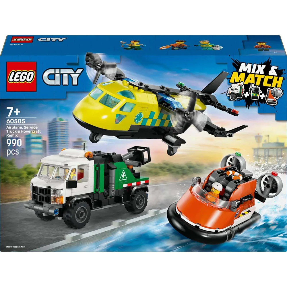 LEGO City Airplane, Service Truck and Hovercraft Remix Construction Set 60505 Image 1