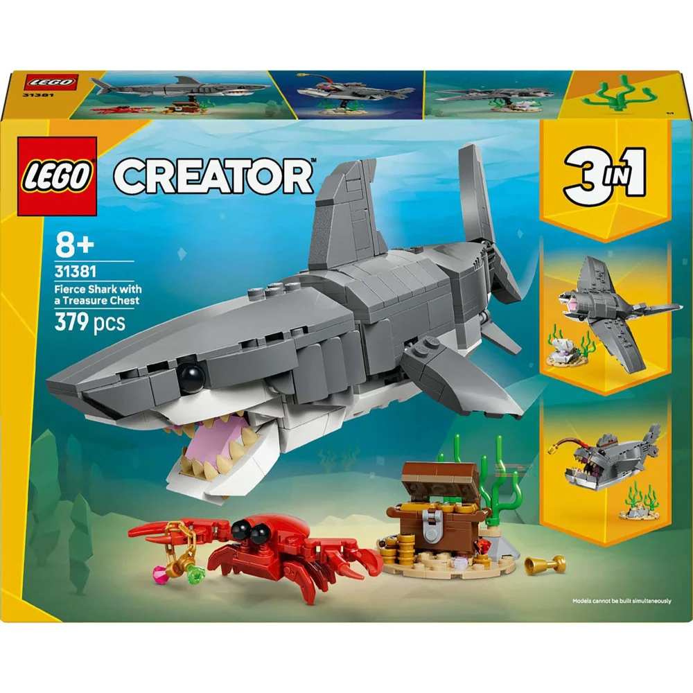 LEGO Creator 3 in 1 Fierce Shark with A Treasure Chest Construction Set 31381 Image 1