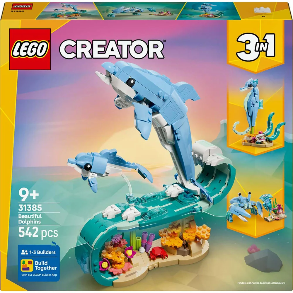 LEGO Creator 3 in 1 Sea Animals: Beautiful Dolphins Construction Set 31835 Image 1