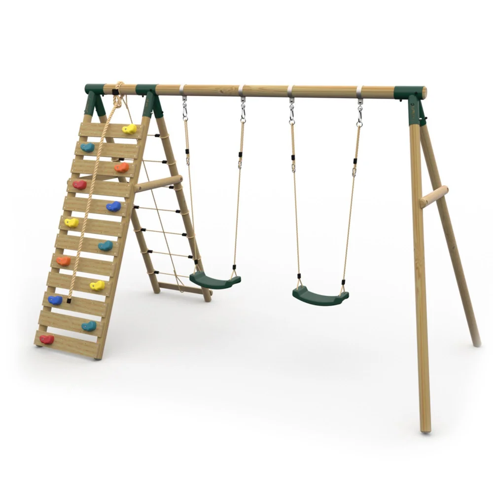 Plum Uakari Wooden Garden Swing and Climbing Frame Image 1