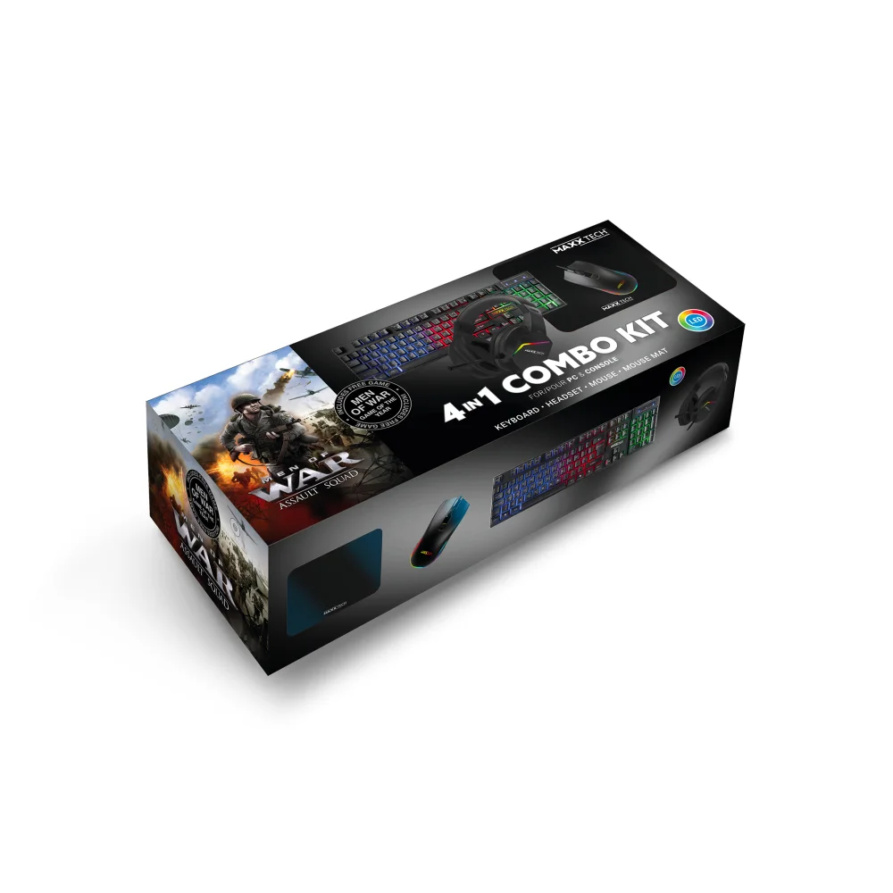 Maxx Tech 4In1 Combo Kit Gaming Bundle with Men of War PC Game Download Code Image 1