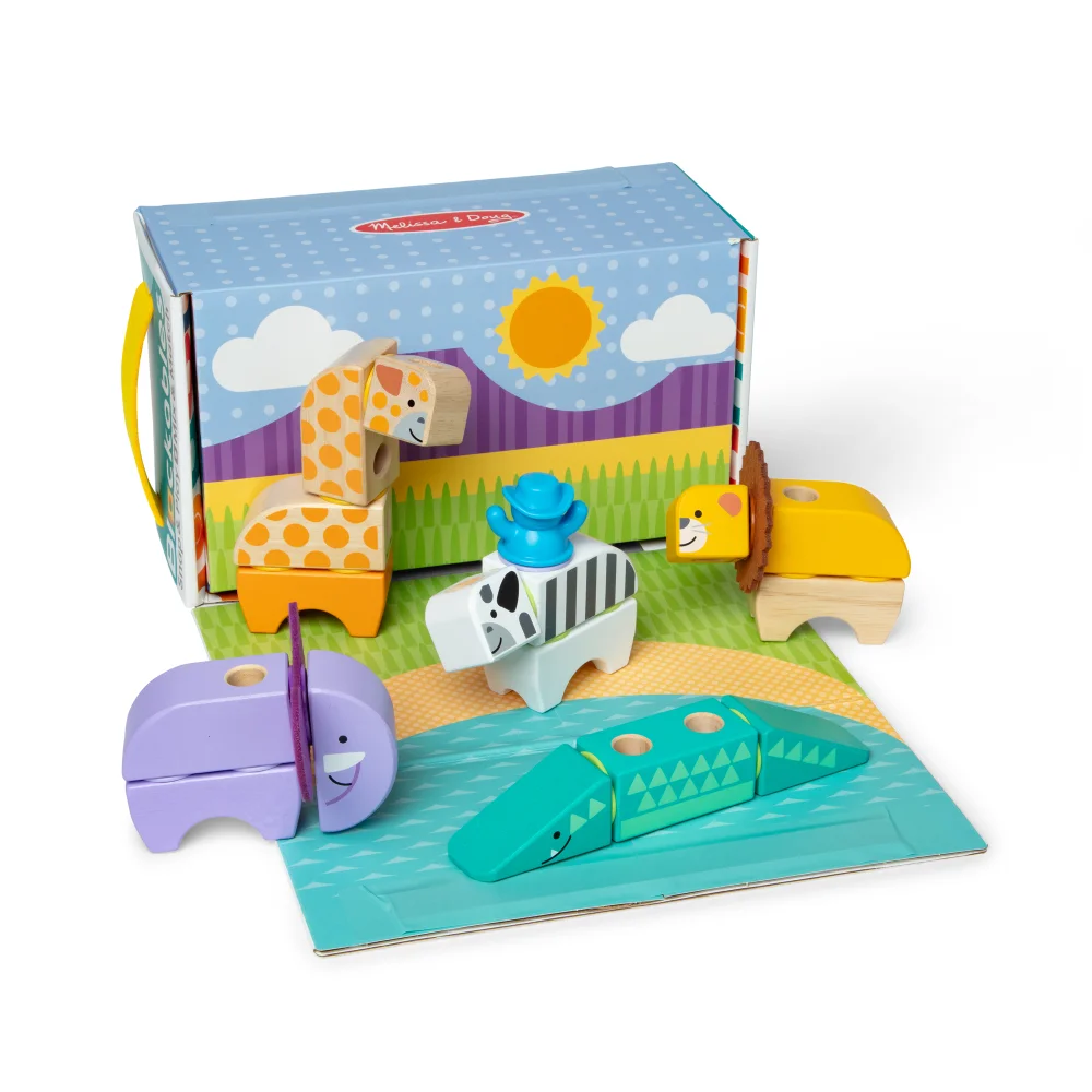 Melissa & Doug Blockables Safari Wooden Block Playset Image 1