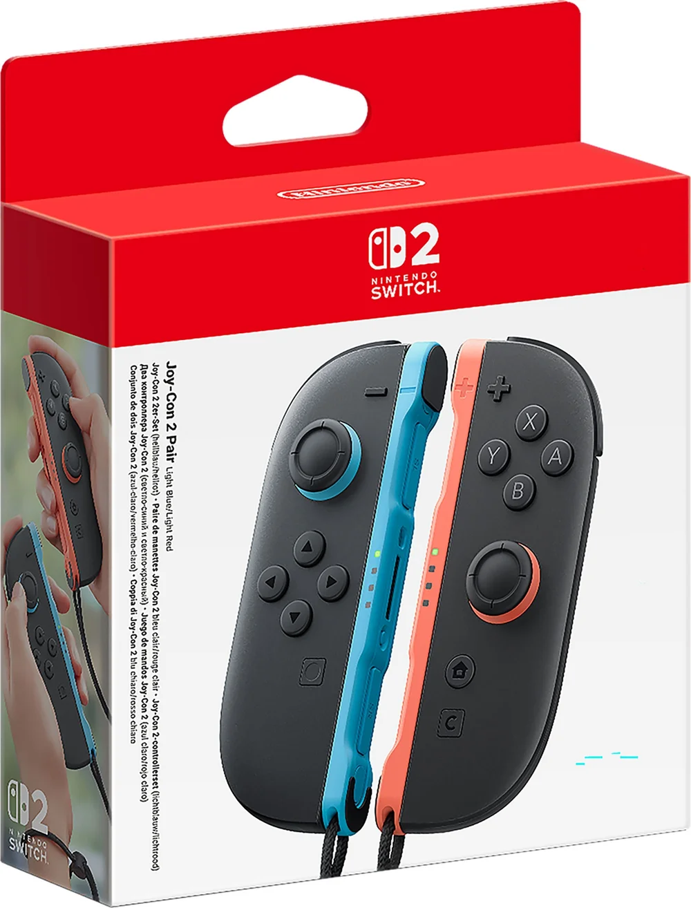 Nintendo Switch 2 Joy-Con Pair Light Blue and Light Red Controllers Image 1