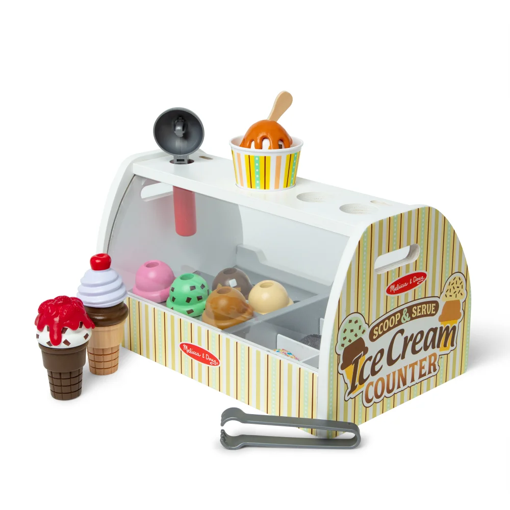 Melissa & Doug Ice Cream Counter Wooden Roleplay Set Image 1