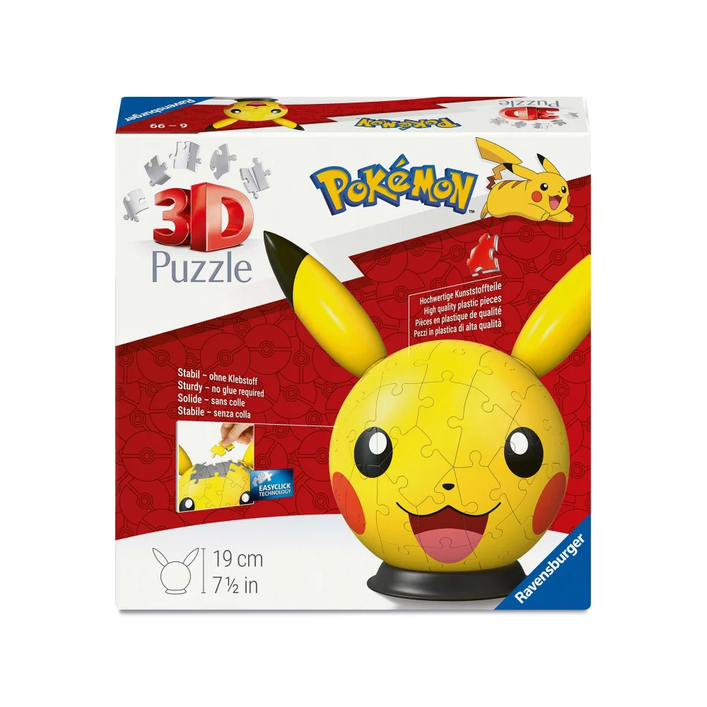 Ravensburger Pokemon Pikachu Ears 77 Piece 3D Puzzle Image 1