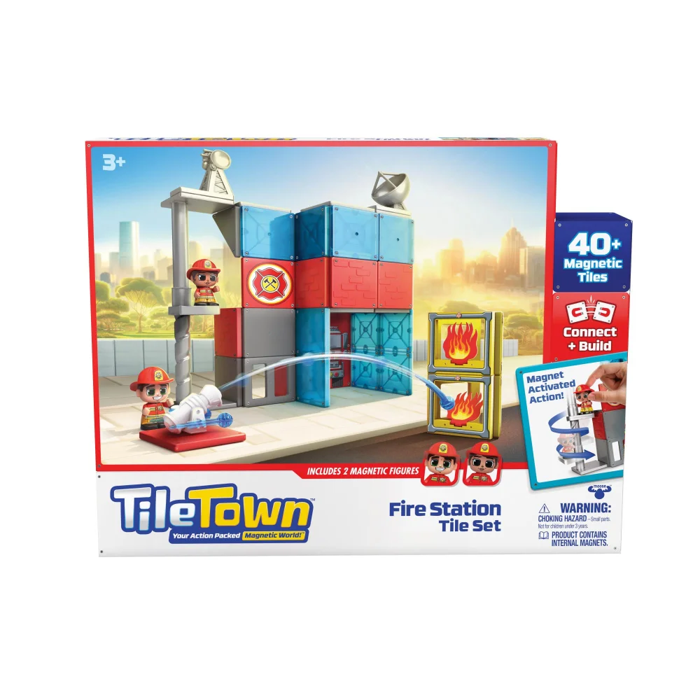 Tile Town Fire Station Magnetic Construction Set Image 1