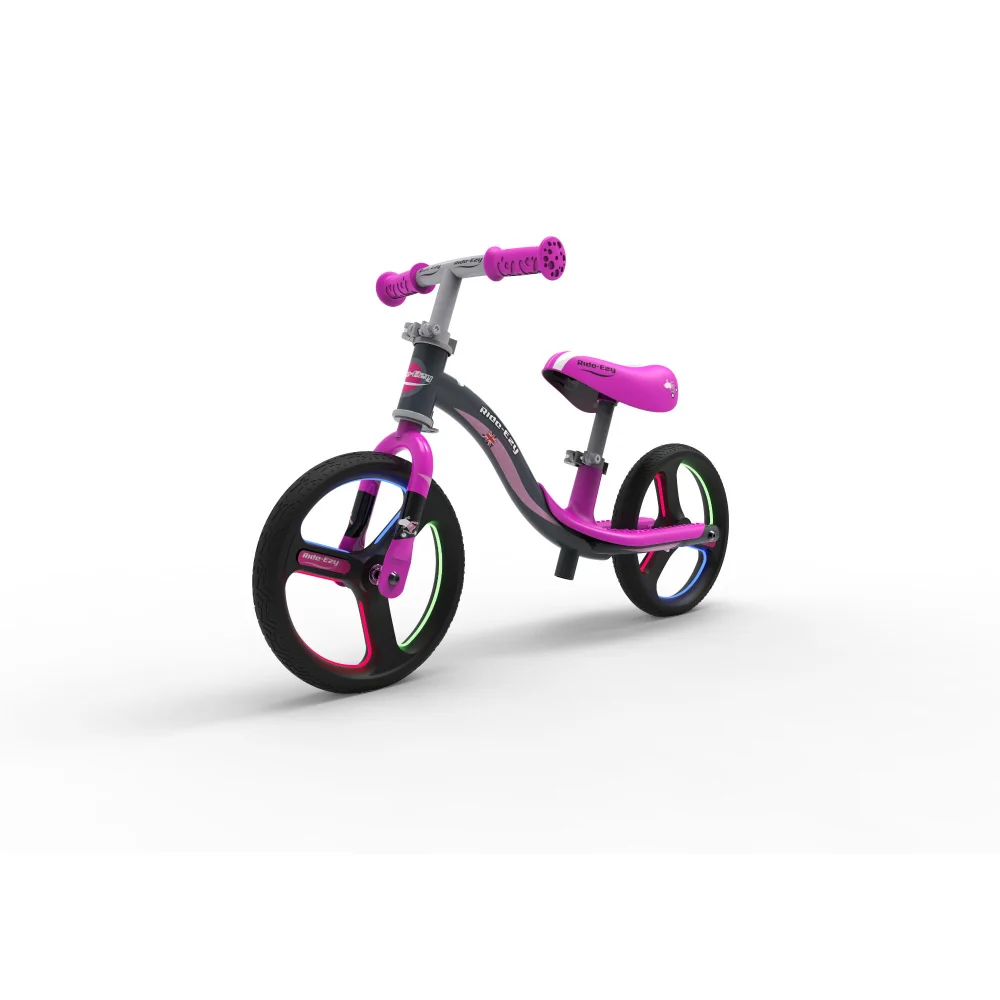 Ride-ezy 10 Inch Go Glo Light Up Balance Bike Pink and Silver Image 1