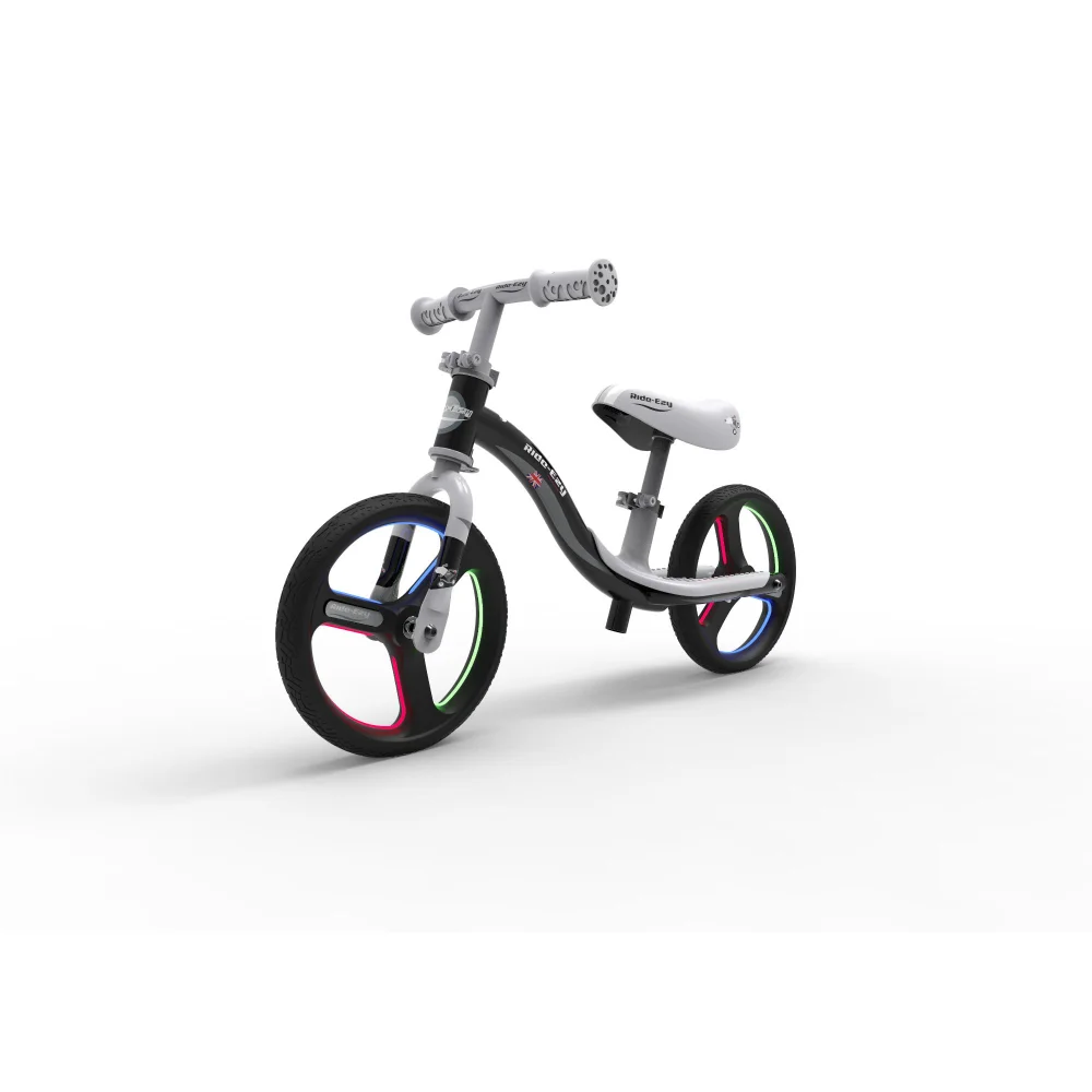 Ride-ezy 10 Inch Go Glo Light Up Balance Bike Silver and Black Image 1