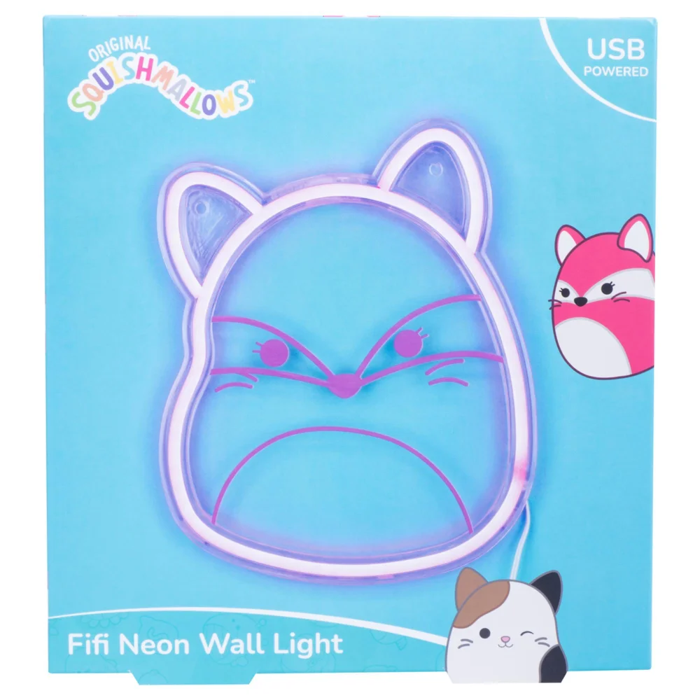 Original Squishmallows Fifi the Cat Neon Wall Light Image 1