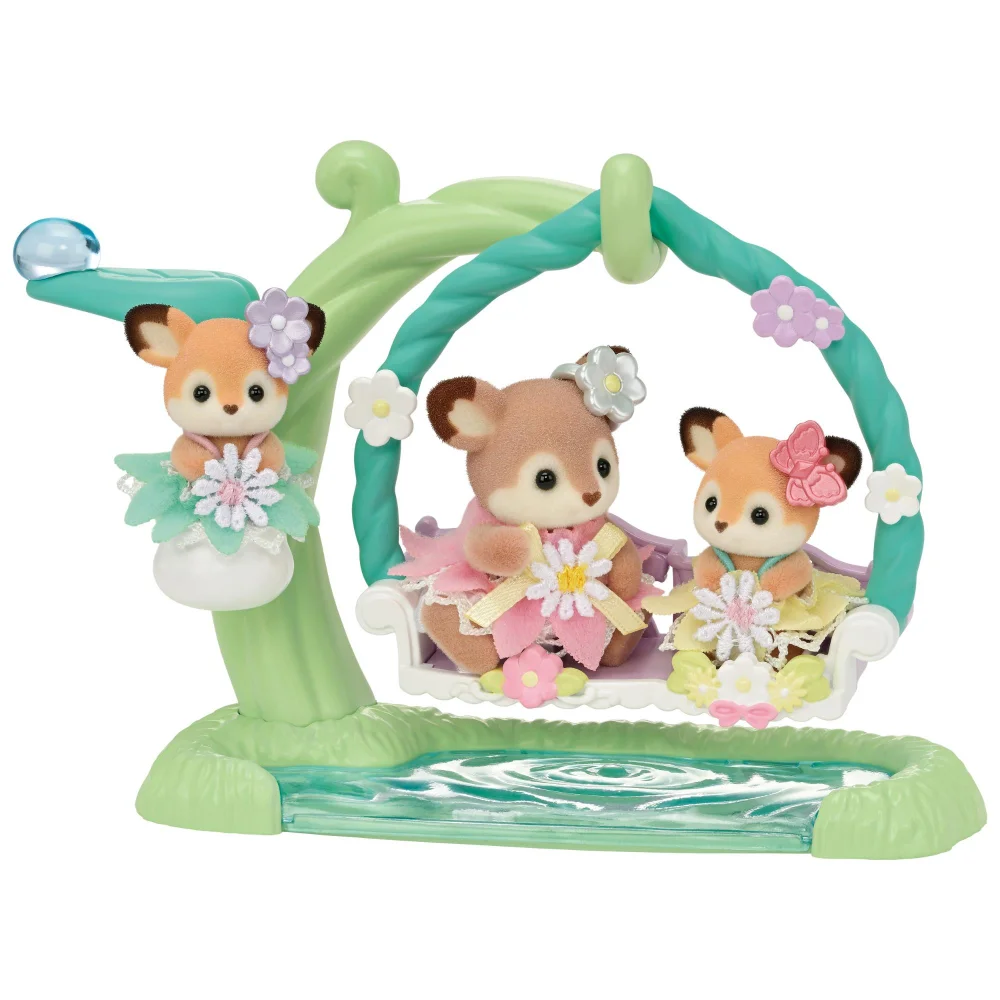 Sylvanian Families Deer Babies Floral Swing Playset Image 1