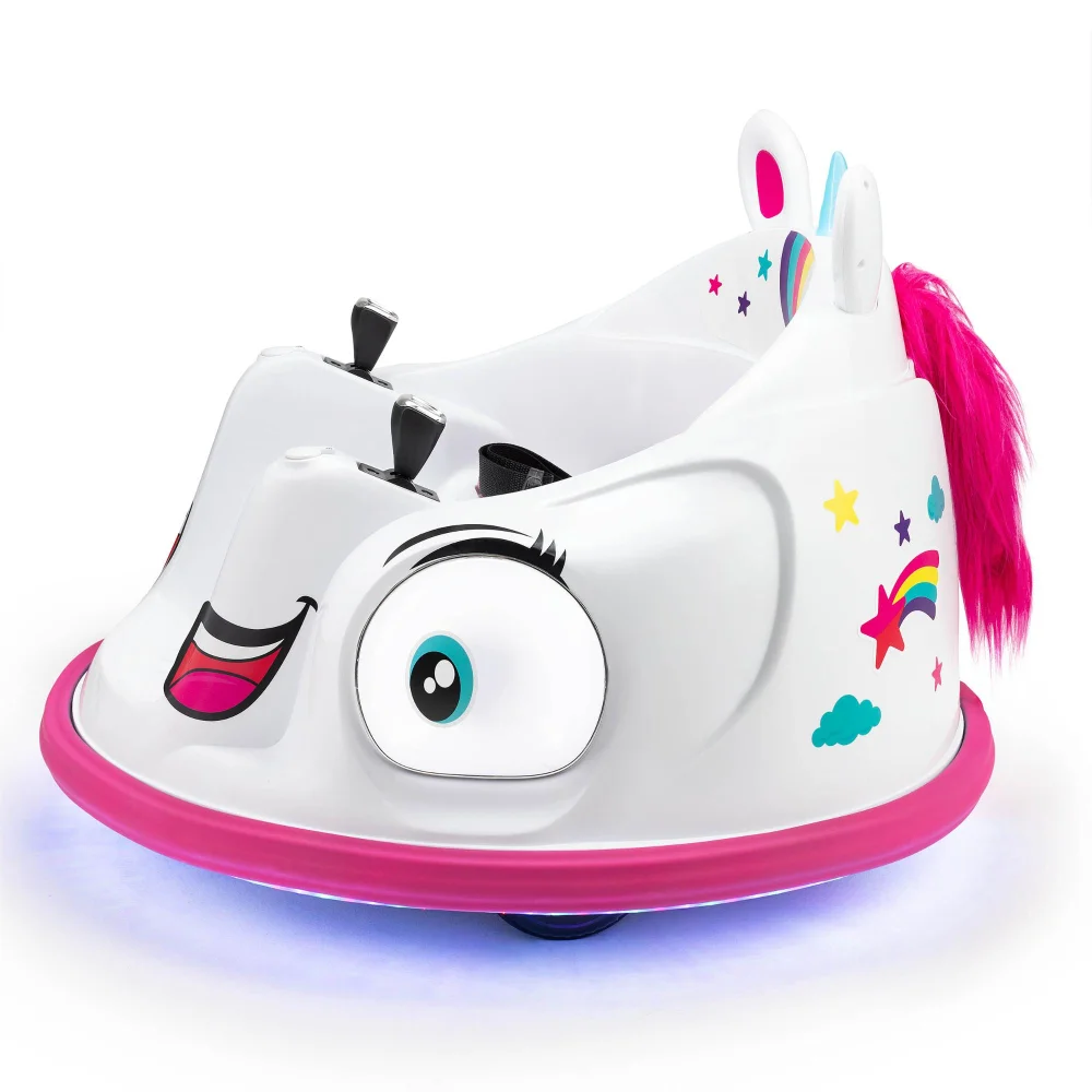 Xootz Unicorn Bumper Car Electric Ride On White Image 1