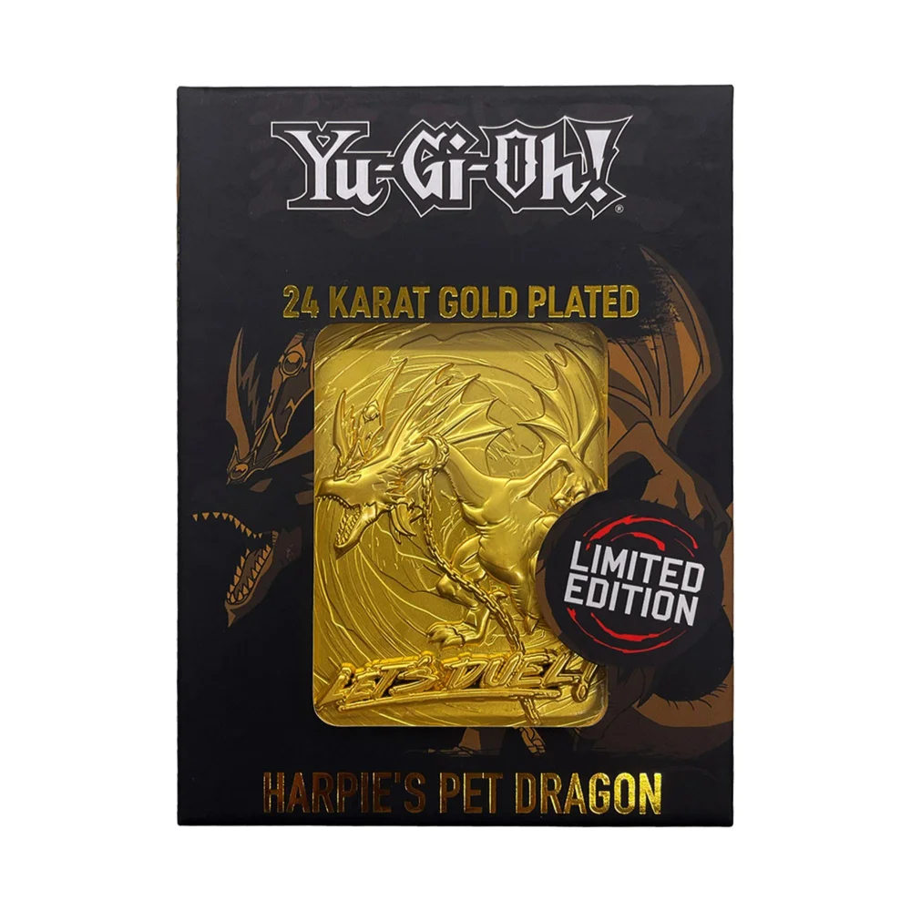 Yu-Gi-Oh! Limited Edition 24k Gold Plated Harpie's Pet Dragon Metal Card Image 1
