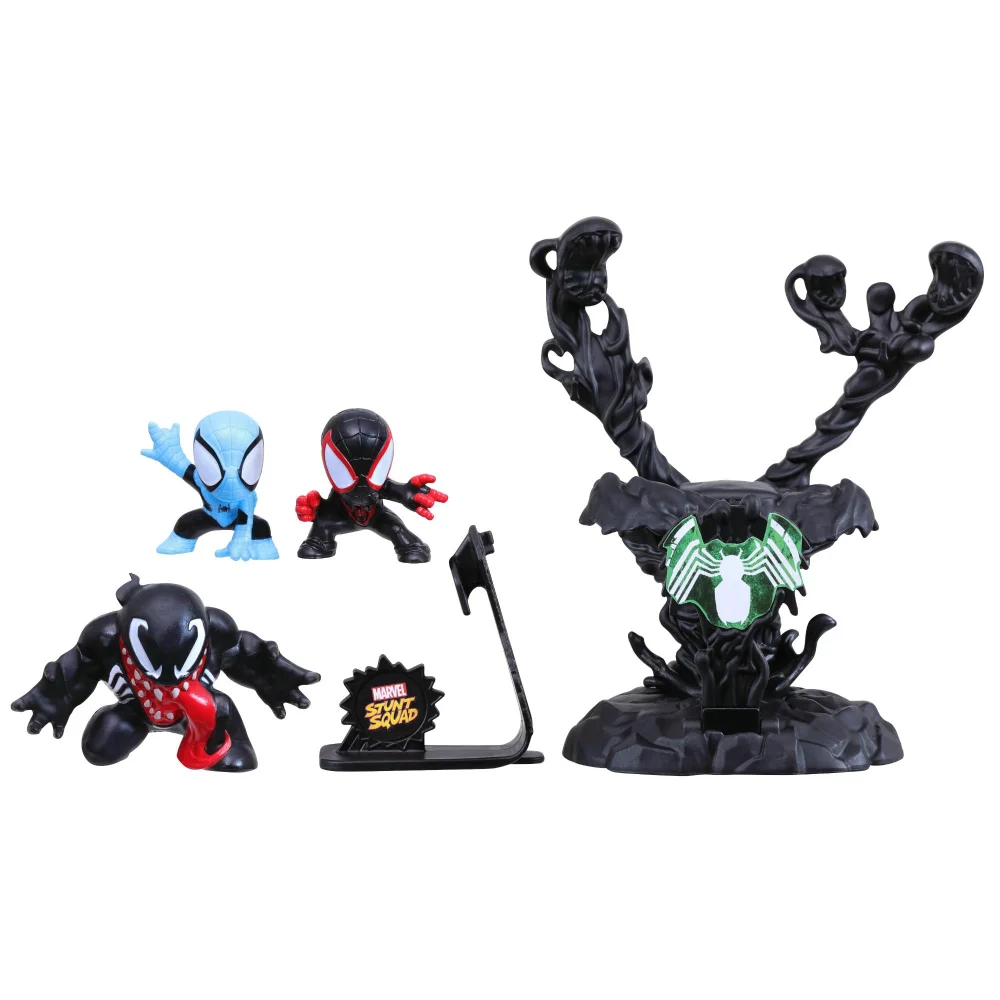 Marvel Stunt Squad Spider-Man and Miles Morales VS. Venom Playset Image 1