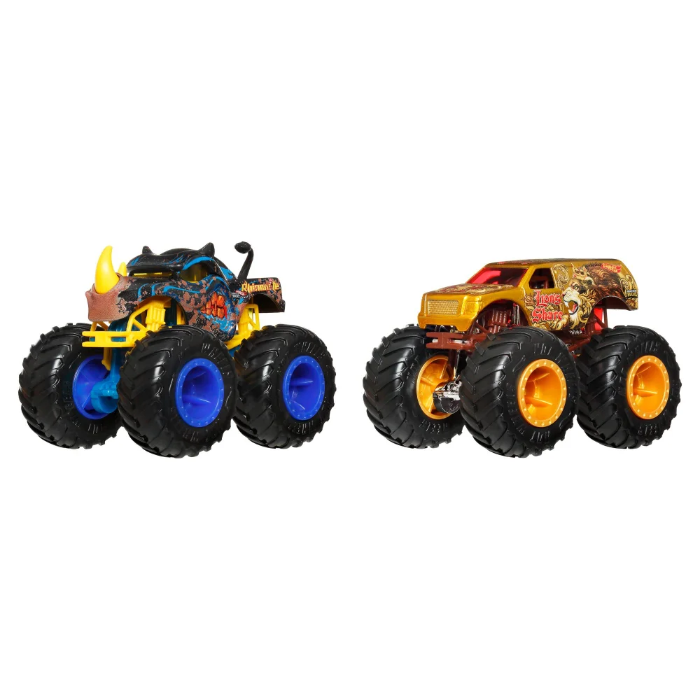 Hot Wheels Monster Trucks Rhinomite Vs Lion's Share Vehicles Image 1