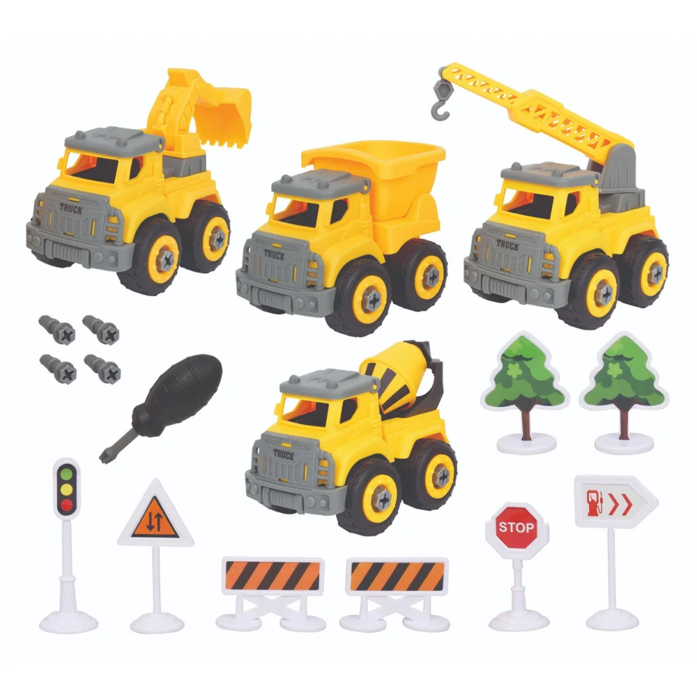Build & Play Take Apart Work Trucks 4 Pack Vehicle (Styles Vary) Image 1