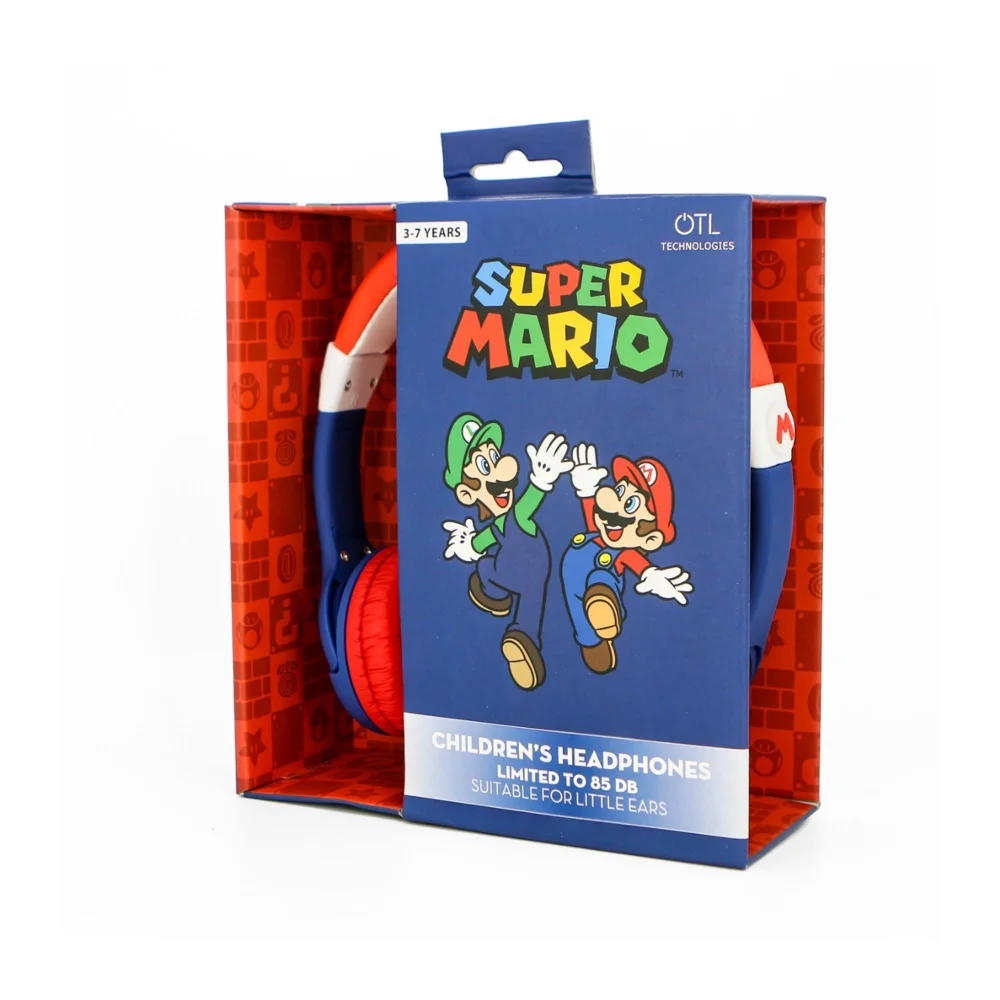 Super Mario Childrens Wired Blue Headphones Image 1